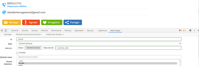 probleme pour scrapper numero tel