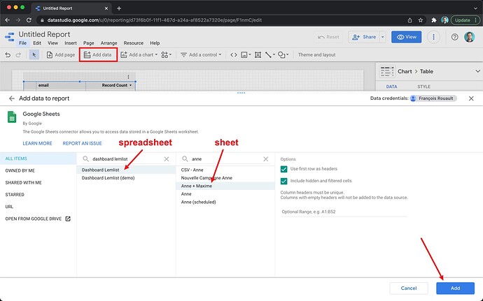 add data in google data studio